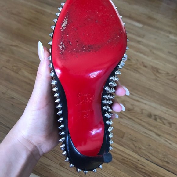 Christian Louboutins Bianca Black Spiked Heels - Picture 6 of 8